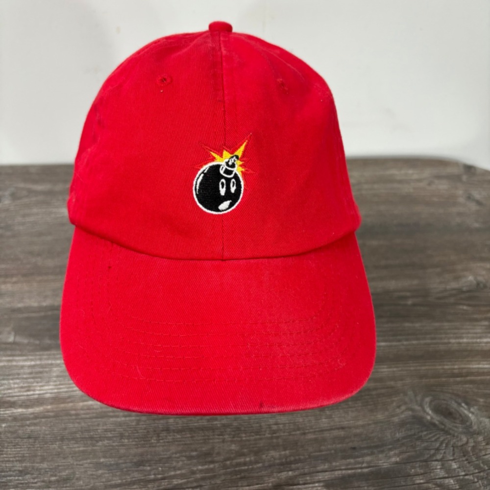 The Hundreds Hat Red Adam Bomb Embroidered Strapback Cap Streetwear